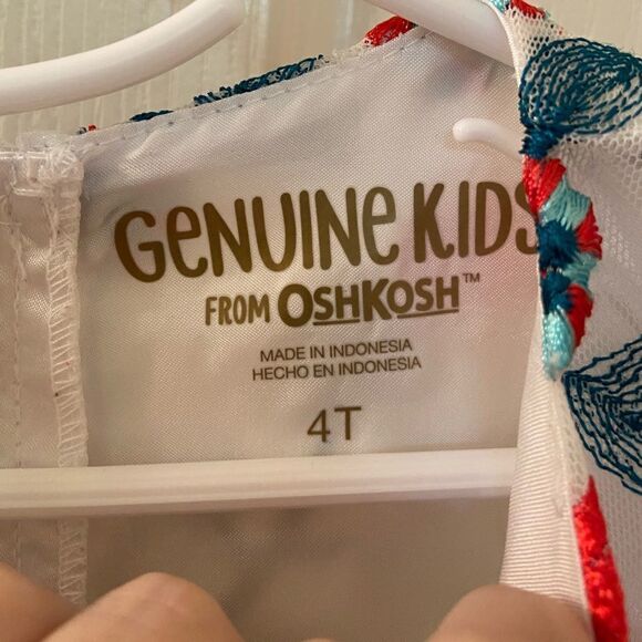 Genuine Kids from Oshkosh Red Green Embroidered Peppermint Swirl Dress Size 4T - Picture 5 of 8